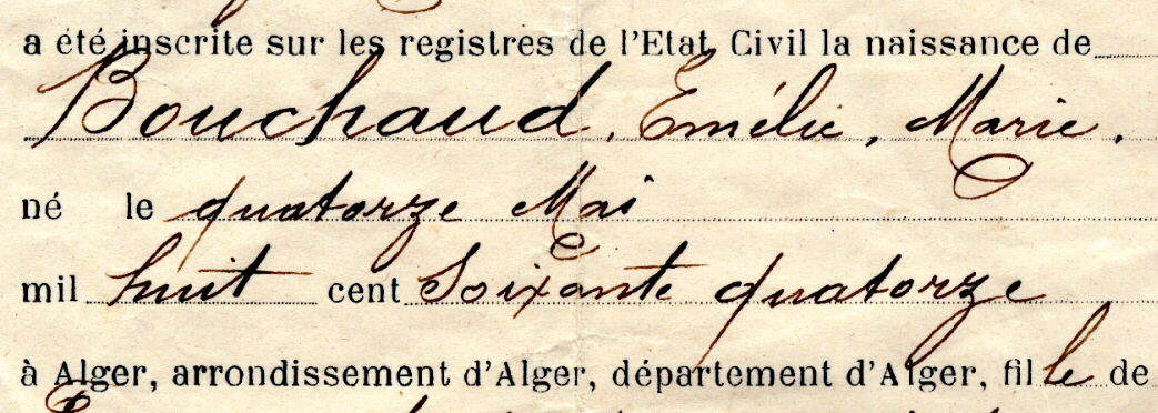 Extrait registres de l'Etat Civil d'Alger – 10 octobre 1918