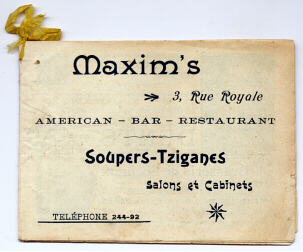 Programme Maxim's – 27 février 1900