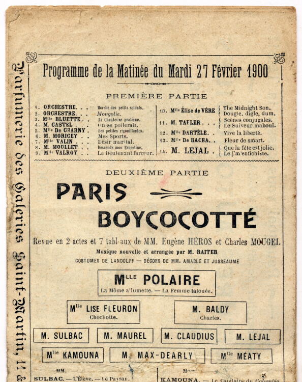 Paris Boycocotté – Maxim's – 27 février 1900